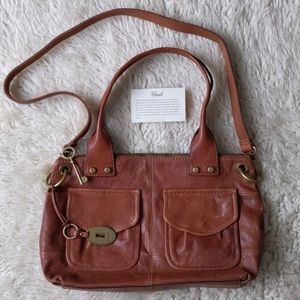 FOSSIL • NWOT Cognac Leather Crossbody Bag